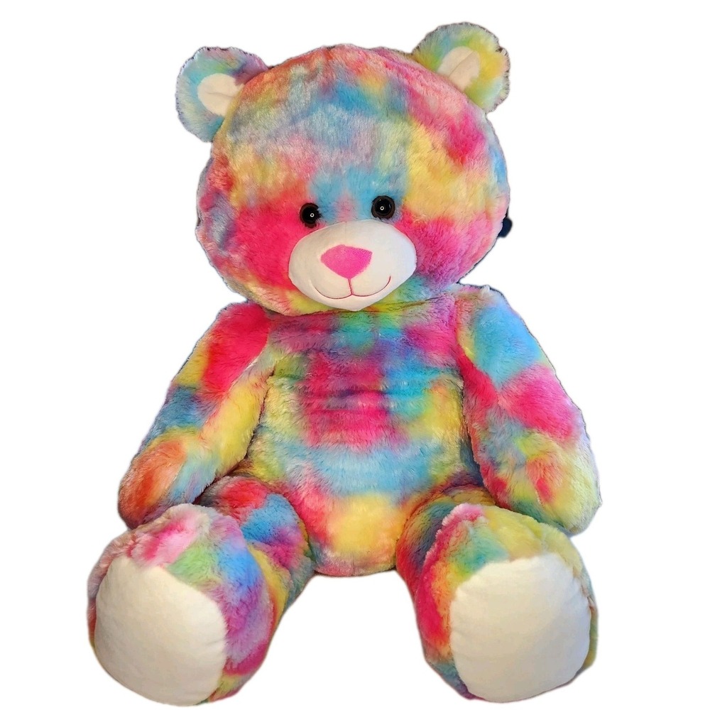 BUILD-A-BEAR Jumbo 36" Bear Rainbow Tie-Dye Giant Plush RARE